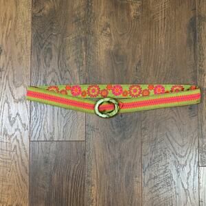 Rosebud Designs Floral Green/Pink Reversible Belt